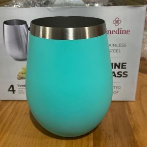 BRAND NEW- Turquoise stainless steel stemless wine glasses